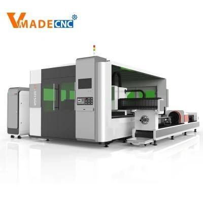 4000W Hot Sale Tube and Plate Metal CNC Metal Tube Laser Cutting Machine with Enclosed Cover