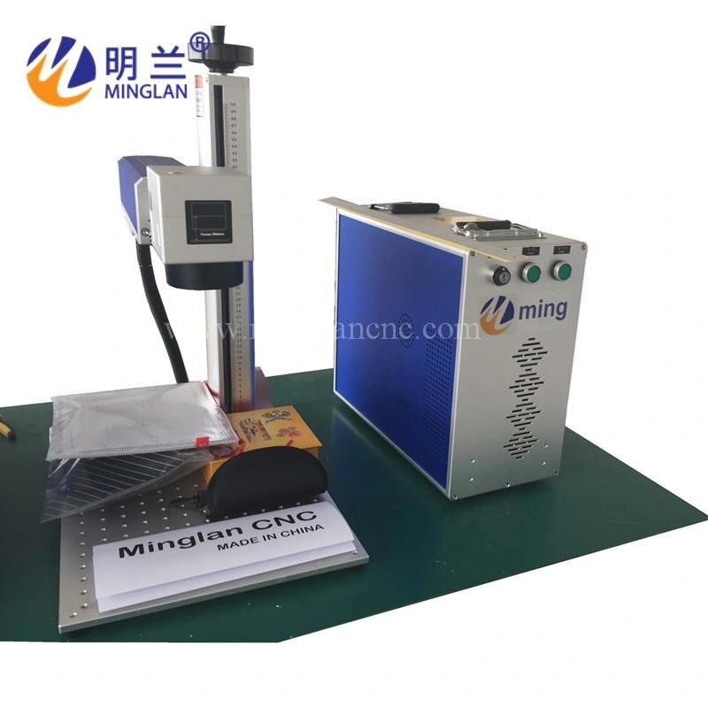 Auto Focus Mini Full Closed Type Fiber Laser Marking Machine for Metal Color Logo Printing Plastic Pet Tag Engraving Number Plate Number Plate Memory Card