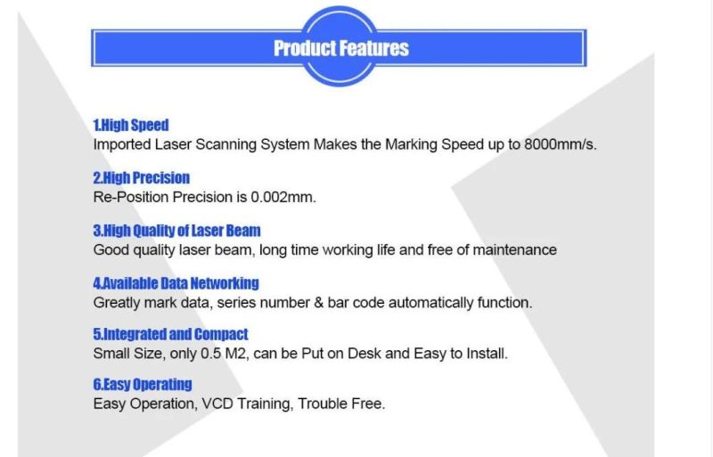 Fiber Laser Type 20W/ 30W/ 50W/ 100W Metal Laser Marking Machine with Rotary