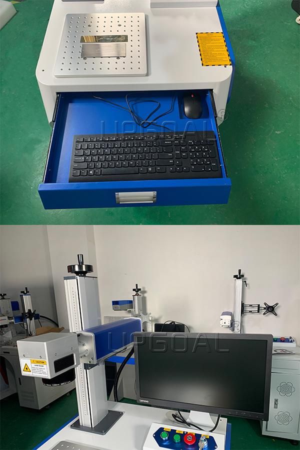 China Metal Products Fiber Laser Marking Machine with Rotary Device 50W