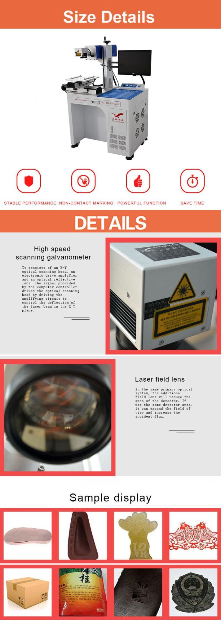 50W 60W CO2 Laser Engraving Machine with Slide Table